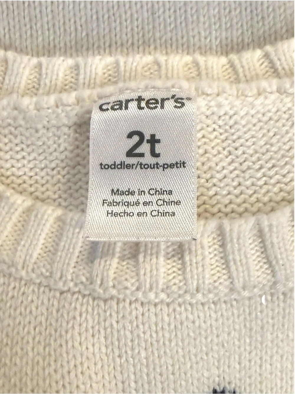 Carter's Toddler Girls Scottie Dog Print Sweater Long Sleeve Ivory Fall Size 2T